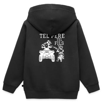Tel Père Tel Fils Quad Antenne Cubique Moto - Kinder Premium Organic Zip Hoodie - Schwarz - Hinten - AI Model Kid Male (0cm)