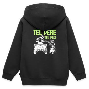 Tel Père Tel Fils Quad Antenne Cubique Moto - Kinder Premium Organic Zip Hoodie - Schwarz - Hinten - AI Model Kid Male (0cm)