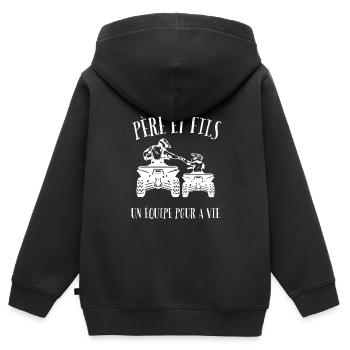 Tel Père Tel Fils Quad Antenne Cubique Moto - Kinder Premium Organic Zip Hoodie - Schwarz - Hinten - AI Model Kid Male (0cm)