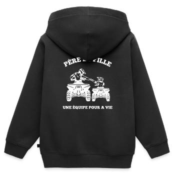 Tel Père Tel Fils Quad Antenne Cubique Moto - Kinder Premium Organic Zip Hoodie - Schwarz - Hinten - AI Model Kid Male (0cm)