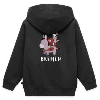 Bremen Town Musicians - Kinder Premium Organic Zip Hoodie - Schwarz - Hinten - AI Model Kid Male (0cm)
