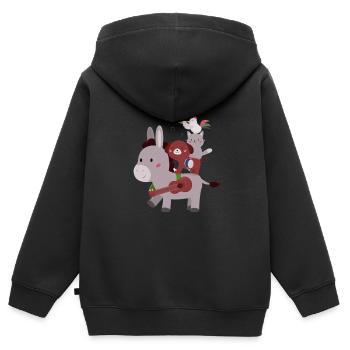 Bremen Town Musicians - Kinder Premium Organic Zip Hoodie - Schwarz - Hinten - AI Model Kid Male (0cm)