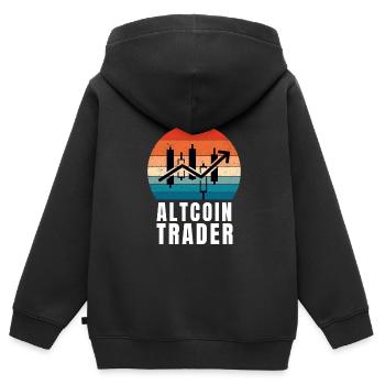 Altcoin Traders - Sweat Premium à capuche zippé enfant bio - noir - Dos - AI Model Kid Male (0cm)