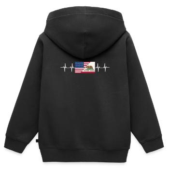 California This Place - Kinder Premium Organic Zip Hoodie - Schwarz - Hinten - AI Model Kid Male (0cm)