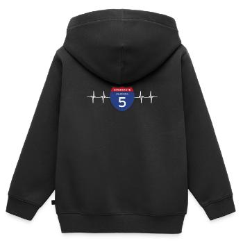 California This Place - Kinder Premium Organic Zip Hoodie - Schwarz - Hinten - AI Model Kid Male (0cm)