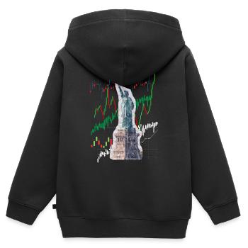 NY Stock Exchange Bull - Kinder Premium Organic Zip Hoodie - Schwarz - Hinten - AI Model Kid Male (0cm)