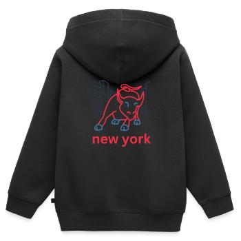 NY Stock Exchange Bull - Kinder Premium Organic Zip Hoodie - Schwarz - Hinten - AI Model Kid Male (0cm)
