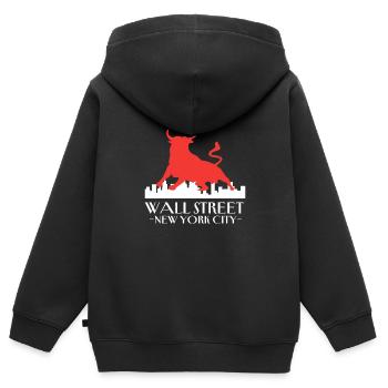 NY Stock Exchange Bull - Kinder Premium Organic Zip Hoodie - Schwarz - Hinten - AI Model Kid Male (0cm)