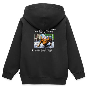 NY Stock Exchange Bull - Kinder Premium Organic Zip Hoodie - Schwarz - Hinten - AI Model Kid Male (0cm)