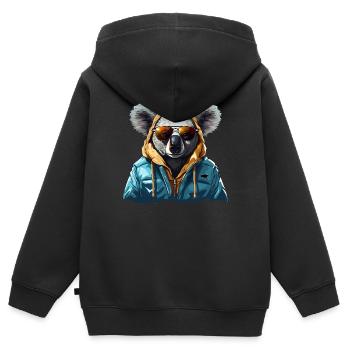 Streetstyle-Koalabär | Koala-Liebhaber - Kinder Premium Organic Zip Hoodie - Schwarz - Hinten - AI Model Kid Male (0cm)