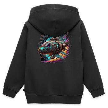 Spaceship - Kinder Premium Organic Zip Hoodie - Schwarz - Hinten - AI Model Kid Male (0cm)