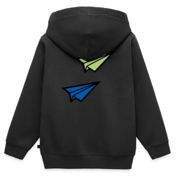 Avion en papier - Sweat Premium à capuche zippé enfant bio - noir - Dos - AI Model Kid Male (0cm)