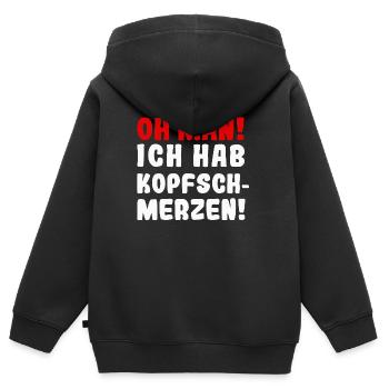 Oh man ich hab Kopfschmerzen - Kinder Premium Organic Zip Hoodie - Schwarz - Hinten - AI Model Kid Male (0cm)