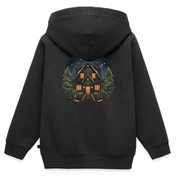 Weihnachtliche Atmosphäre mit unserem Hausdeko - Kinder Premium Organic Zip Hoodie - Schwarz - Hinten - AI Model Kid Male (0cm)