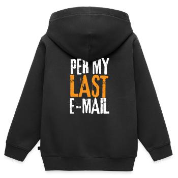 Bureau sarcastique - Par mon dernier e-mail - Sweat Premium à capuche zippé enfant bio - noir - Dos - AI Model Kid Male (0cm)