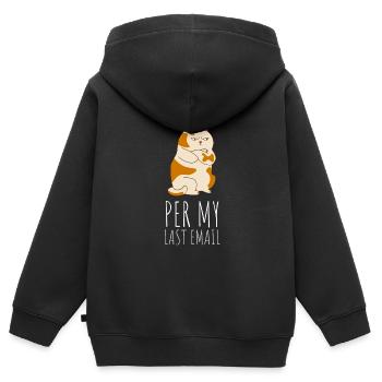 Bureau sarcastique - Par mon dernier e-mail - Sweat Premium à capuche zippé enfant bio - noir - Dos - AI Model Kid Male (0cm)