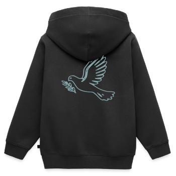 Friedenstaube - Kinder Premium Organic Zip Hoodie - Schwarz - Hinten - AI Model Kid Male (0cm)
