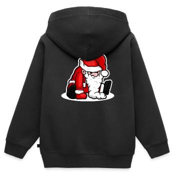 Sitting Santa Puppet - White - Kinder Premium Organic Zip Hoodie - Schwarz - Hinten - AI Model Kid Male (0cm)