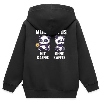 Pandabär Mein Status Mit Kaffee Ohne Kaffee - Kinder Premium Organic Zip Hoodie - Schwarz - Hinten - AI Model Kid Male (0cm)