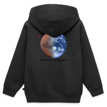 Mars - Rêver plus grand et occuper Mars - Sweat Premium à capuche zippé enfant bio - noir - Dos - AI Model Kid Male (0cm)