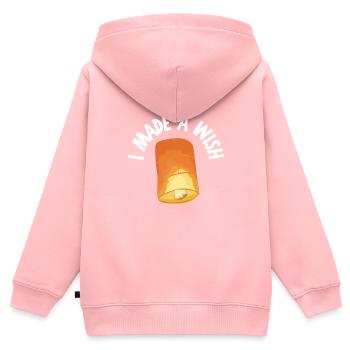 J’ai fait un vœu maman et moi - Sweat Premium à capuche zippé enfant bio - rose - Dos - AI Model Kid Female (0cm)