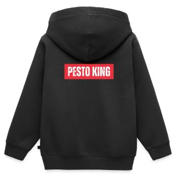 Cuisine italienne - Le pesto de basilic est le Besto - Sweat Premium à capuche zippé enfant bio - noir - Dos - AI Model Kid Male (0cm)