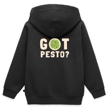 Cuisine italienne - Le pesto de basilic est le Besto - Sweat Premium à capuche zippé enfant bio - noir - Dos - AI Model Kid Male (0cm)
