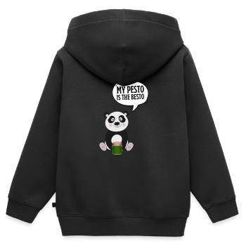 Cuisine italienne - Le pesto de basilic est le Besto - Sweat Premium à capuche zippé enfant bio - noir - Dos - AI Model Kid Male (0cm)
