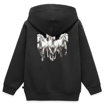 Pferde - Kinder Premium Organic Zip Hoodie - Schwarz - Hinten - AI Model Kid Male (0cm)