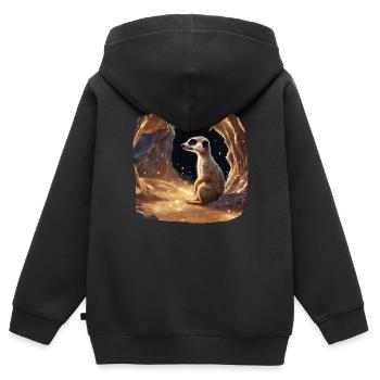 just happy - Kinder Premium Organic Zip Hoodie - Schwarz - Hinten - AI Model Kid Male (0cm)
