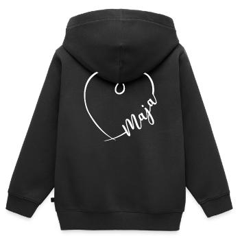 Maja Name Kalligrafie Herz - Kinder Premium Organic Zip Hoodie - Schwarz - Hinten - AI Model Kid Male (0cm)