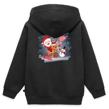 Joyeux Noël - Sweat Premium à capuche zippé enfant bio - noir - Dos - AI Model Kid Male (0cm)