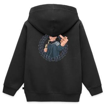 Rieser Grantler // Illustration - Kinder Premium Organic Zip Hoodie - Schwarz - Hinten - AI Model Kid Male (0cm)
