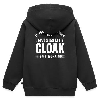 Mon manteau invisible ne fonctionne pas - Sweat Premium à capuche zippé enfant bio - noir - Dos - AI Model Kid Male (0cm)