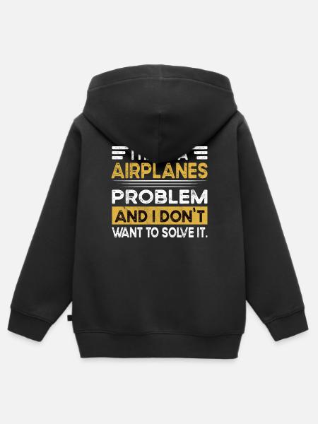Airplanes is my hobby - Kinder Premium Organic Zip Hoodie - Schwarz