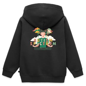 Glückliches Autismus-Spektrum-Kind, das Gedanken meditiert. - Kinder Premium Organic Zip Hoodie - Schwarz - Hinten - AI Model Kid Male (0cm)