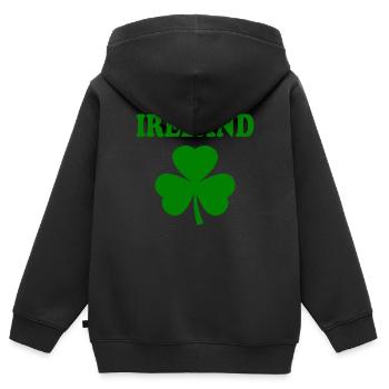 Trèfle d’Irlande - Sweat Premium à capuche zippé enfant bio - noir - Dos - AI Model Kid Male (0cm)