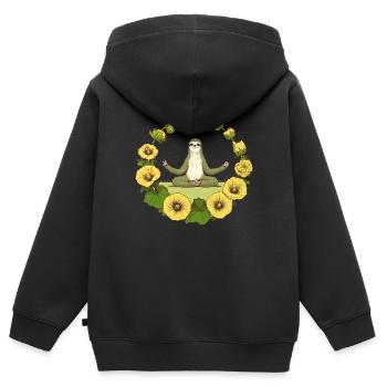 Paresseux zen - Sweat Premium à capuche zippé enfant bio - noir - Dos - AI Model Kid Male (0cm)