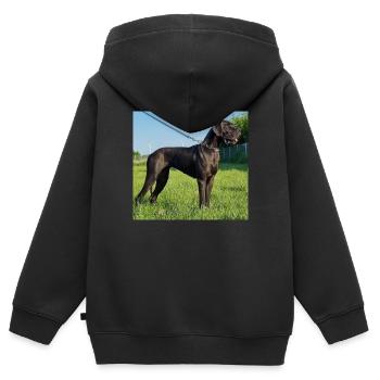 Élite du Bosquet des druides - Sweat Premium à capuche zippé enfant bio - noir - Dos - AI Model Kid Male (0cm)