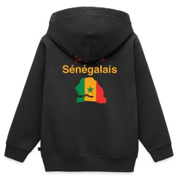 Fier d être Sénégalais - Sweat Premium à capuche zippé enfant bio - noir - Dos - AI Model Kid Male (0cm)