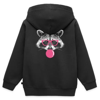 Waschbär bläst Kaugummi - Süßer Kaugummi Waschbär - Kinder Premium Organic Zip Hoodie - Schwarz - Hinten - AI Model Kid Male (0cm)