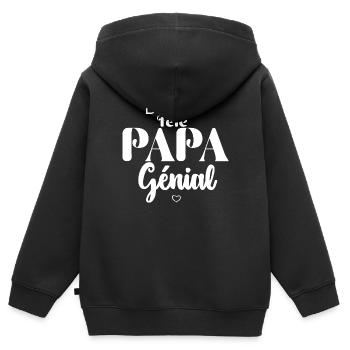 Bonne Fête papa génial - Sweat Premium à capuche zippé enfant bio - noir - Dos - AI Model Kid Male (0cm)