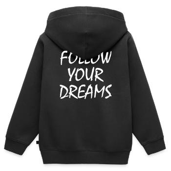 follow your dreams - Sweat Premium à capuche zippé enfant bio - noir - Dos - AI Model Kid Male (0cm)