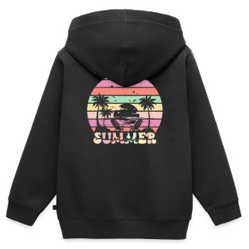 Summer Vibes - Retro Design - Kinder Premium Organic Zip Hoodie - Schwarz - Hinten - AI Model Kid Male (0cm)