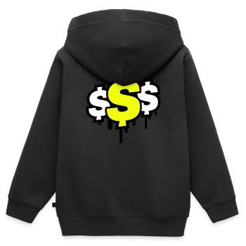 dollar symbol - Kinder Premium Organic Zip Hoodie - Schwarz - Hinten - AI Model Kid Male (0cm)