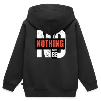 Nein, nichts wird bleiben, SAG NEIN - Kinder Premium Organic Zip Hoodie - Schwarz - Hinten - AI Model Kid Male (0cm)