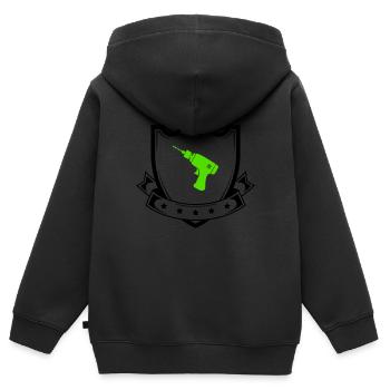 bohrmaschine wappen - Kinder Premium Organic Zip Hoodie - Schwarz - Hinten - AI Model Kid Male (0cm)