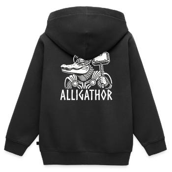 Alligator crocodile alligathor drôle viking jeu de mots - Sweat Premium à capuche zippé enfant bio - noir - Dos - AI Model Kid Male (0cm)