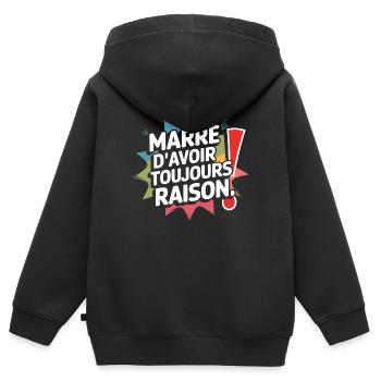 Marre d'avoir raison - Sweat Premium à capuche zippé enfant bio - noir - Dos - AI Model Kid Male (0cm)