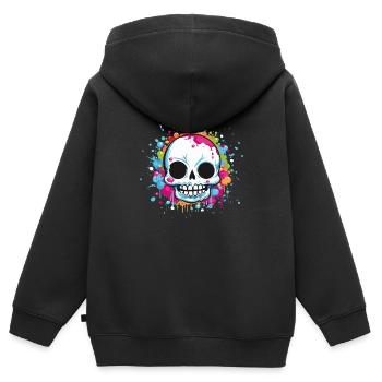 Skull - Kinder Premium Organic Zip Hoodie - Schwarz - Hinten - AI Model Kid Male (0cm)